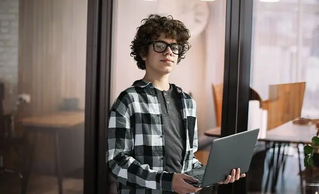 student with laptop